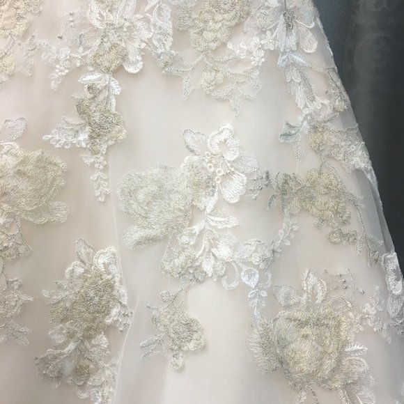 SAMPLE David Tutera Mon Cheri Wedding Dress, Blush Gold Ballgown Princess - Picture 10 of 11